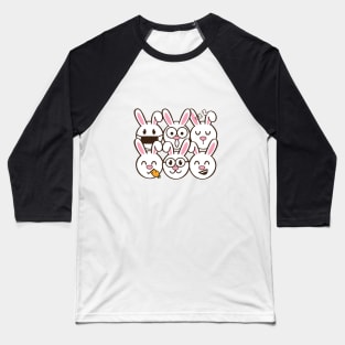 Cute bunny rabbit emoticons Baseball T-Shirt